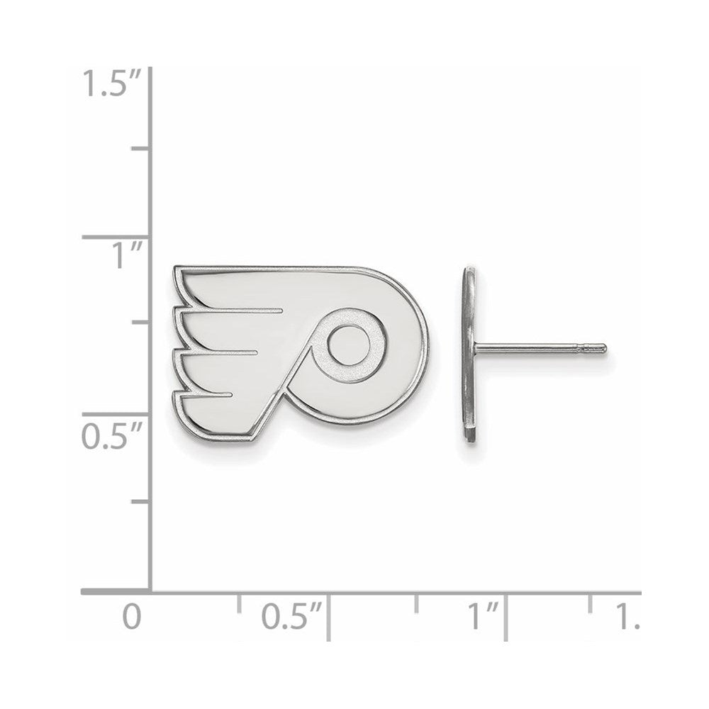 Sterling Silver Rhodium-plated NHL LogoArt Philadelphia Flyers Small Post Earrings