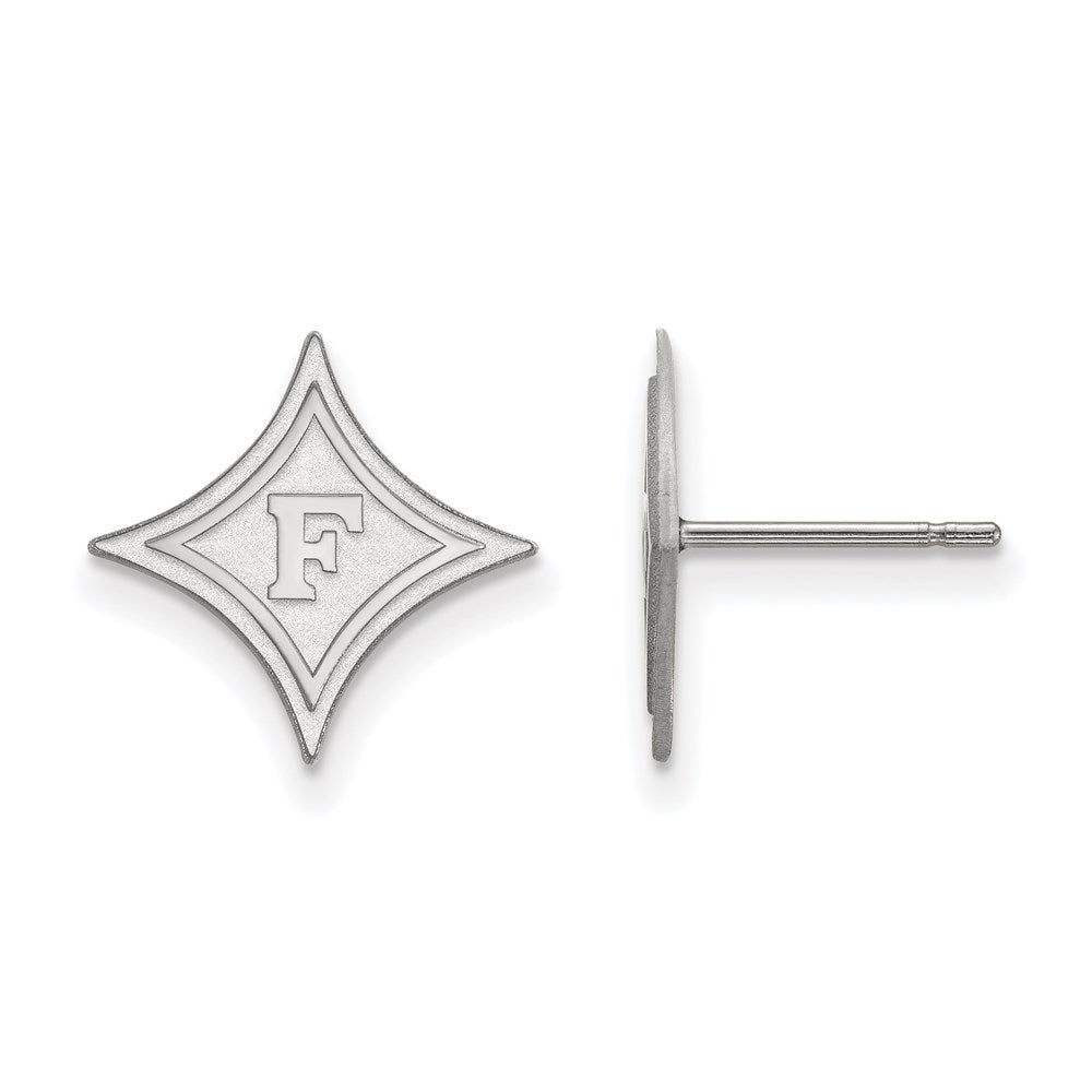 10k White Gold LogoArt Furman University Small Post Earrings