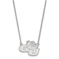 Sterling Silver Rhodium-plated LogoArt Gonzaga University G-U Bulldog Large Pendant 18 inch Necklace