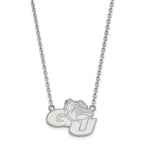 Sterling Silver Rhodium-plated LogoArt Gonzaga University G-U Bulldog Large Pendant 18 inch Necklace
