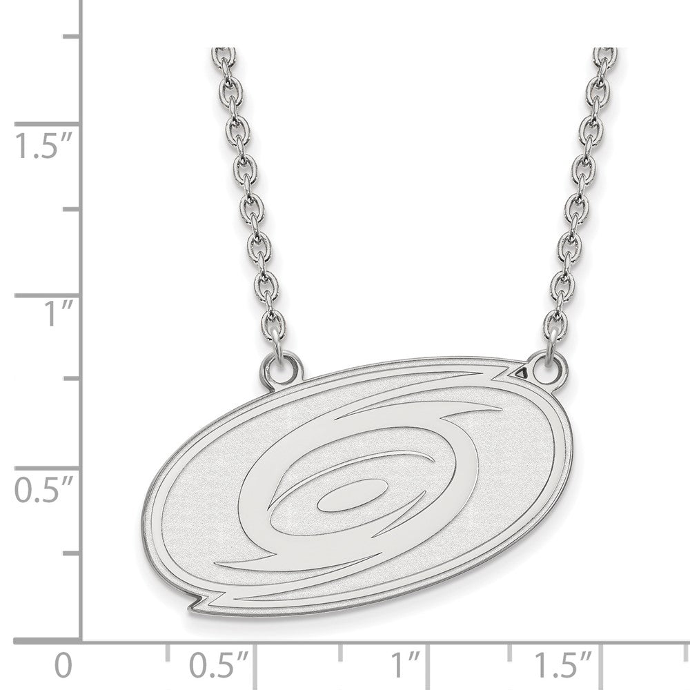 Sterling Silver Rhodium-plated NHL LogoArt Carolina Hurricanes Large Pendant 18 inch Necklace