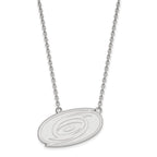 10k White Gold NHL LogoArt Carolina Hurricanes Large Pendant 18 inch Necklace