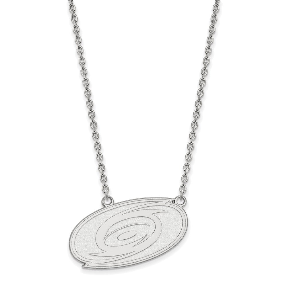 10k White Gold NHL LogoArt Carolina Hurricanes Large Pendant 18 inch Necklace