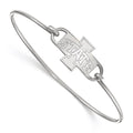 Sterling Silver Rhodium-plated LogoArt Iowa State University Medium Center 7 inch Wire Bangle