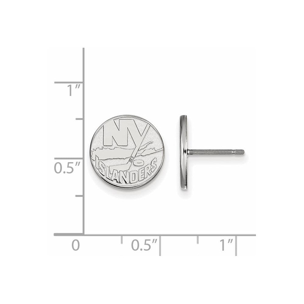 Sterling Silver Rhodium-plated NHL LogoArt New York Islanders Small Post Earrings