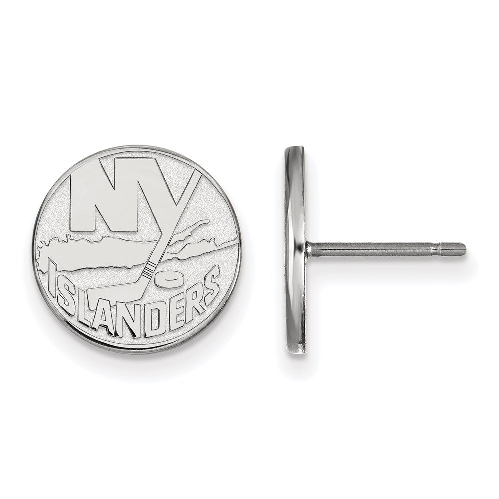 Sterling Silver Rhodium-plated NHL LogoArt New York Islanders Small Post Earrings