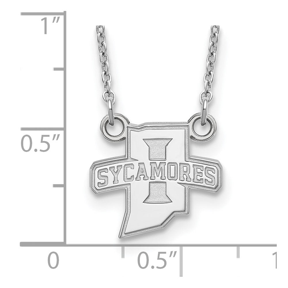 10k White Gold LogoArt Indiana State University Sycamores Small Pendant 18 inch Necklace
