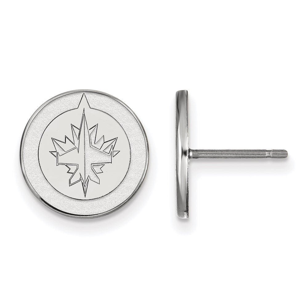 Sterling Silver Rhodium-plated NHL LogoArt Winnipeg Jets Small Post Earrings