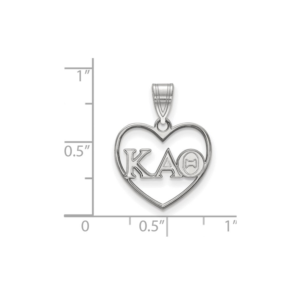 Sterling Silver Rhodium-plated LogoArt Kappa Alpha Theta Sorority Greek Letters Heart Pendant