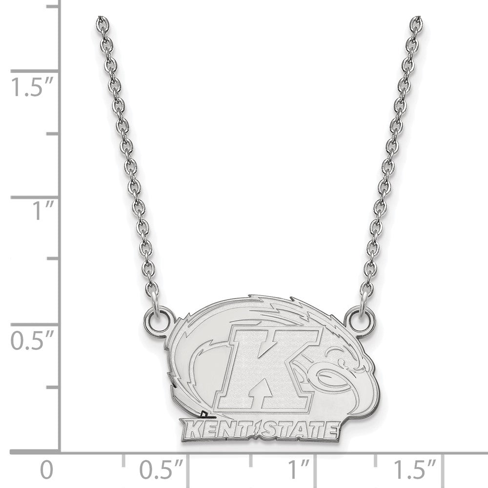 14k White Gold LogoArt Kent State University Small Pendant 18 inch Necklace