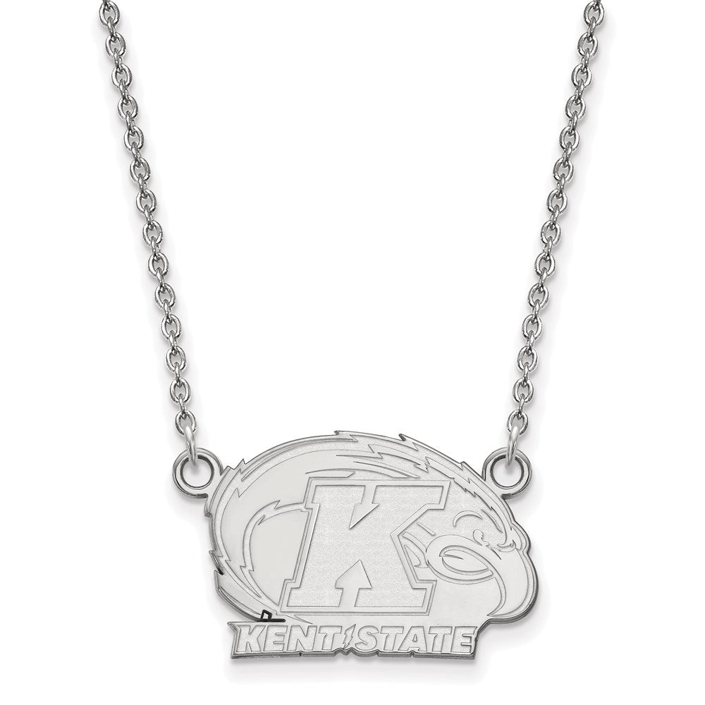 Sterling Silver Rhodium-plated LogoArt Kent State University Small Pendant 18 inch Necklace