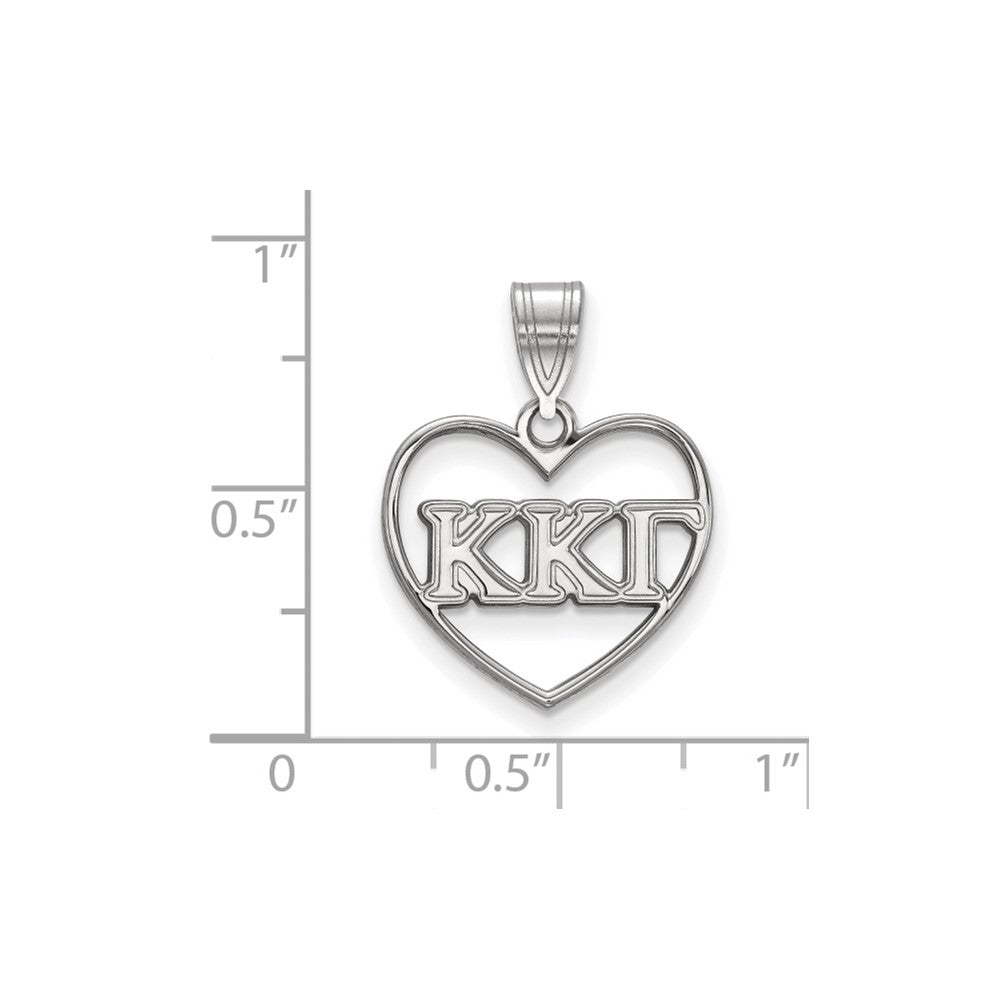 Sterling Silver Rhodium-plated LogoArt Kappa Kappa Gamma Sorority Greek Letters Heart Pendant