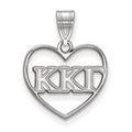 Sterling Silver Rhodium-plated LogoArt Kappa Kappa Gamma Sorority Greek Letters Heart Pendant