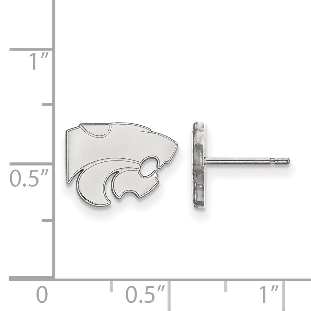 Sterling Silver Rhodium-plated LogoArt Kansas State University Wildcat Extra Small Post Earrings