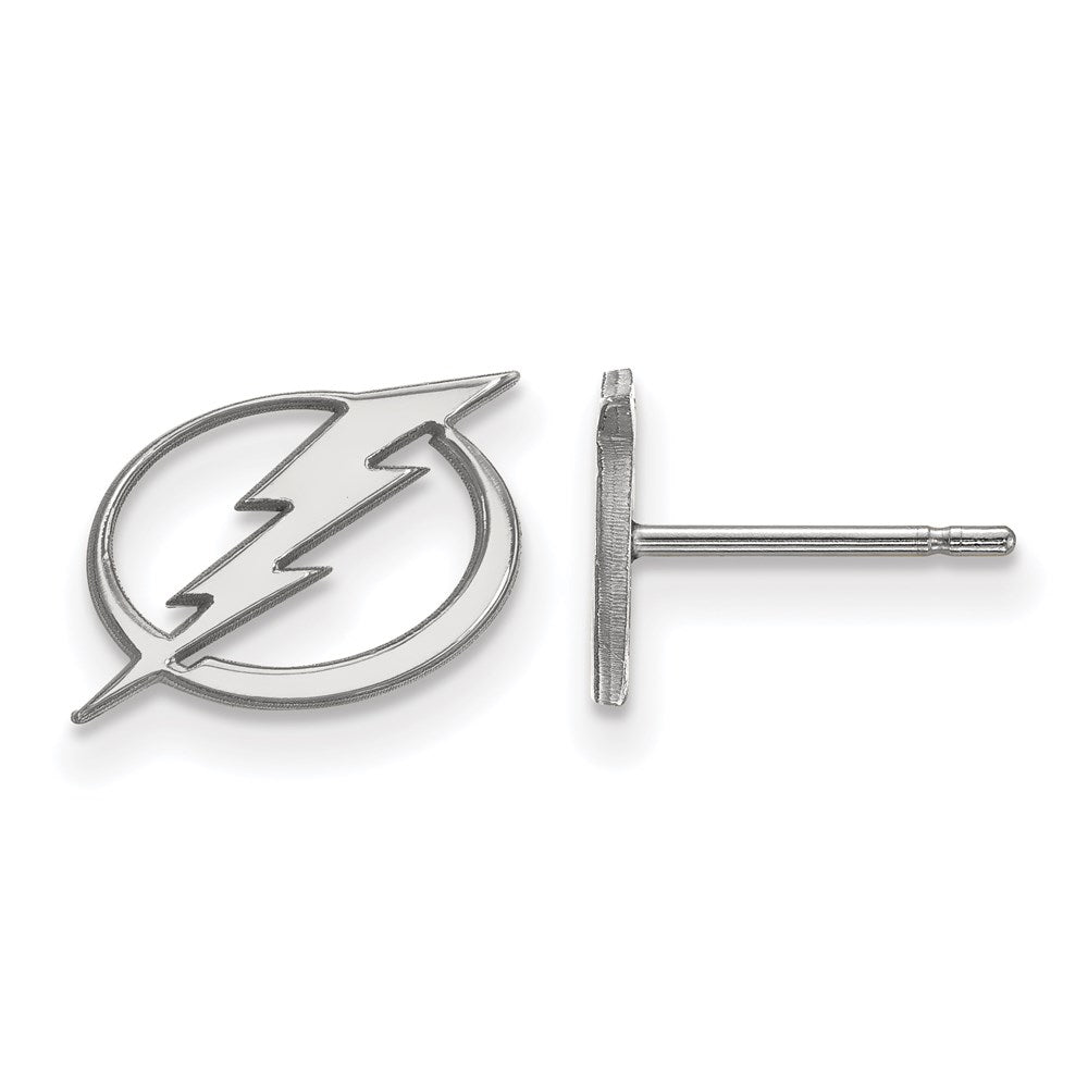 Sterling Silver Rhodium-plated NHL LogoArt Tampa Bay Lightning Extra Small Post Earrings