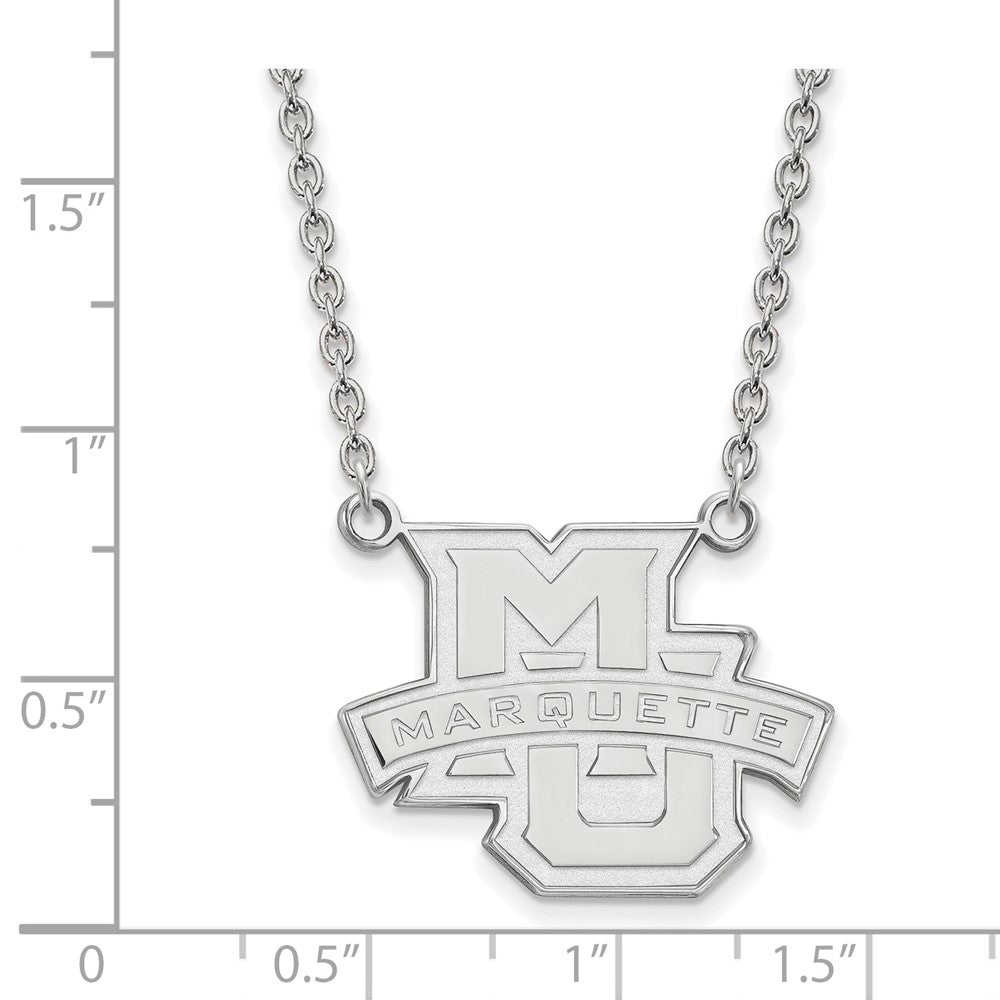 10k White Gold LogoArt Marquette University Large Pendant 18 inch Necklace