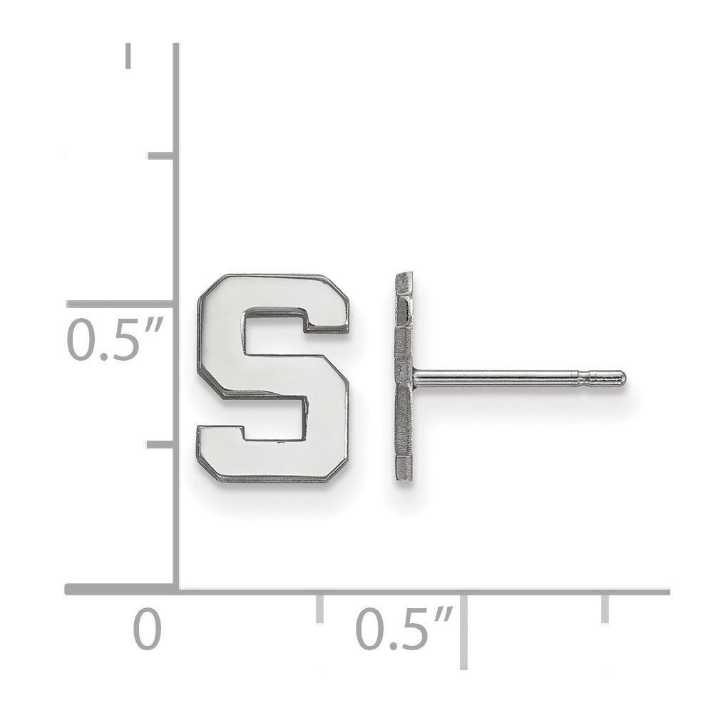 10k White Gold LogoArt Michigan State University Letter S Extra Small Post Earrings
