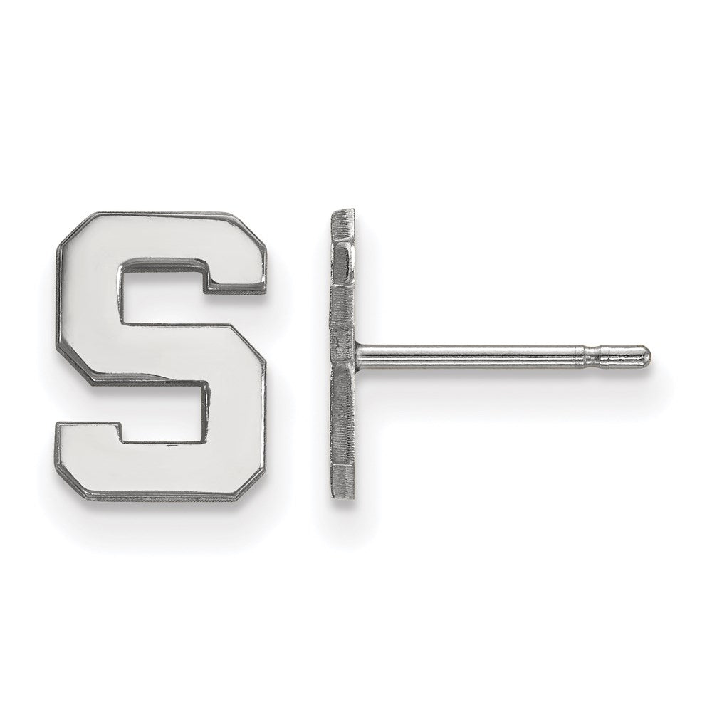 10k White Gold LogoArt Michigan State University Letter S Extra Small Post Earrings