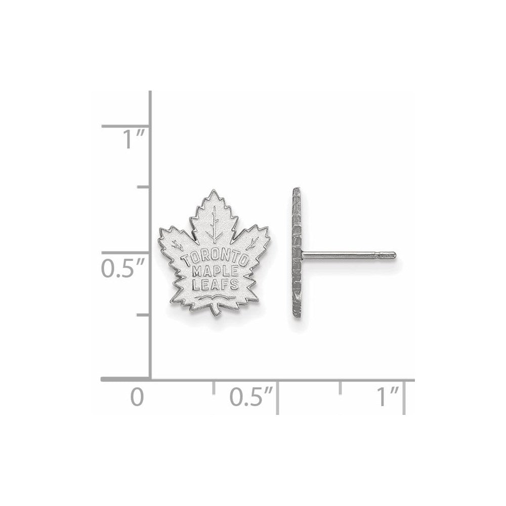 Sterling Silver Rhodium-plated NHL LogoArt Toronto Maple Leafs Small Post Earrings