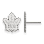 Sterling Silver Rhodium-plated NHL LogoArt Toronto Maple Leafs Small Post Earrings