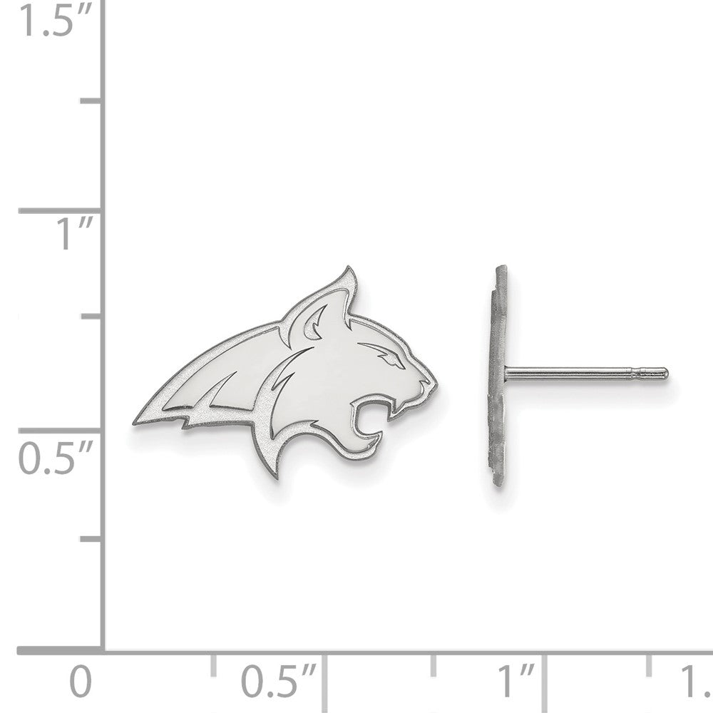 Sterling Silver Rhodium-plated LogoArt Montana State University Bobcat Small Post Earrings