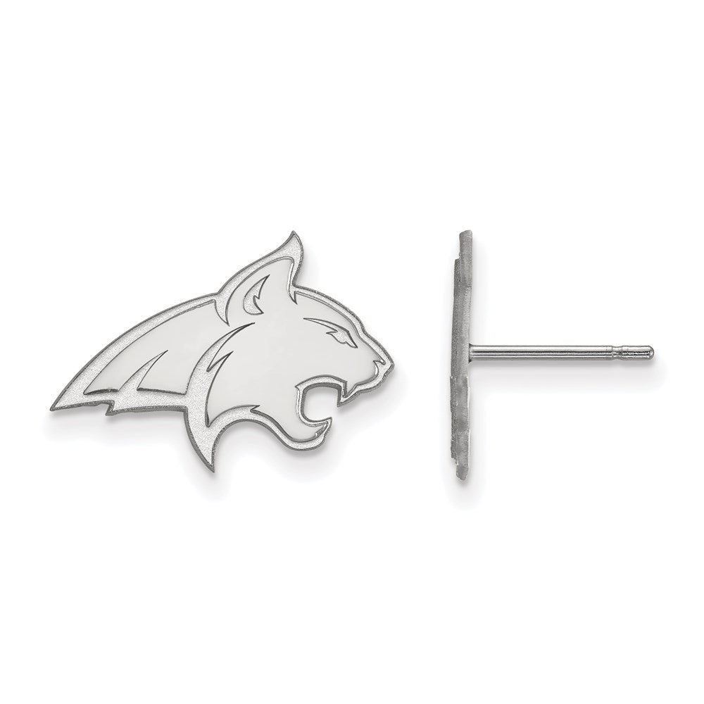 Sterling Silver Rhodium-plated LogoArt Montana State University Bobcat Small Post Earrings