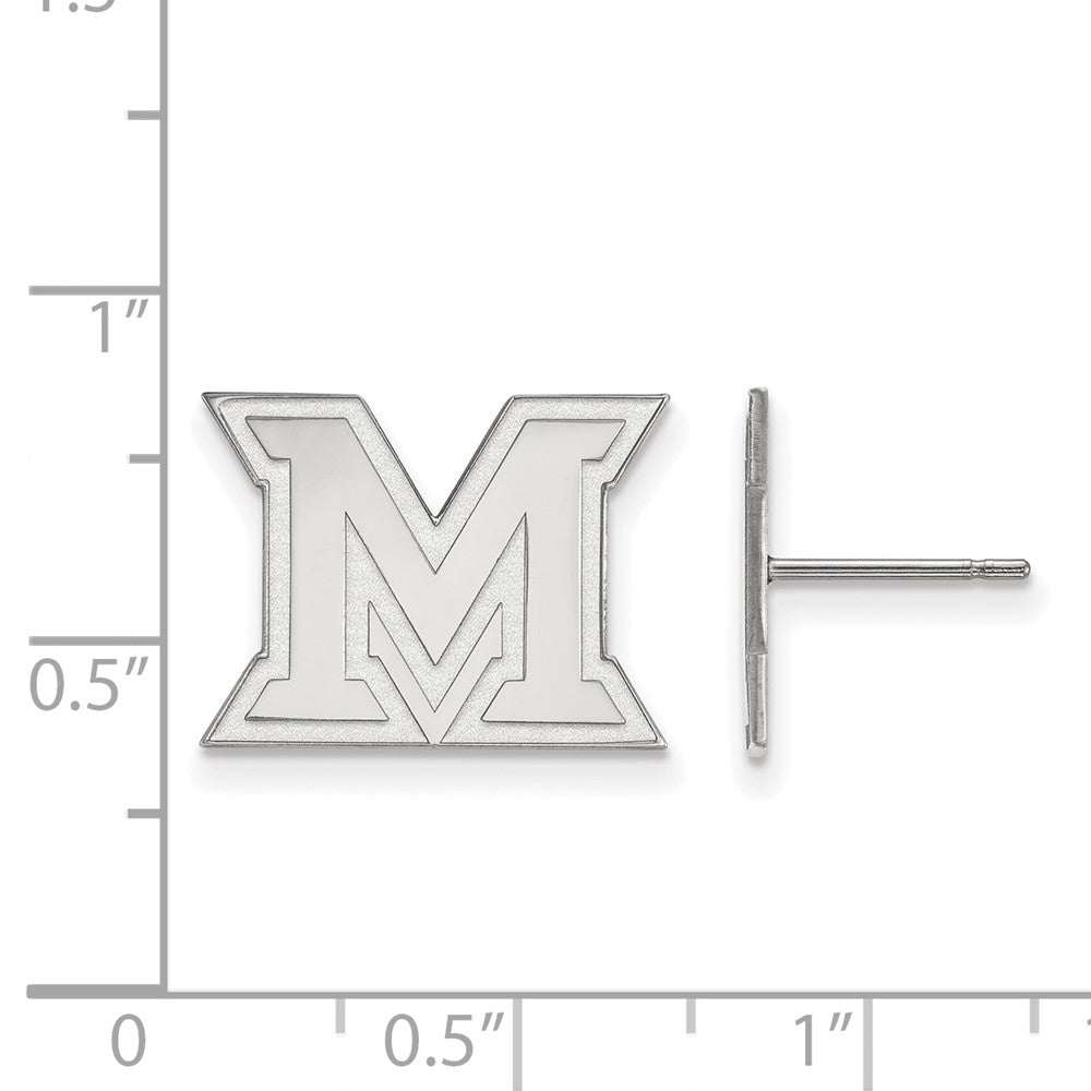 10k White Gold LogoArt Miami University Ohio Letter M Small Post Earrings