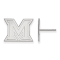 10k White Gold LogoArt Miami University Ohio Letter M Small Post Earrings
