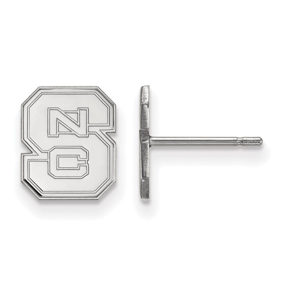 14k White Gold LogoArt North Carolina State University N-C-S Extra Small Post Earrings