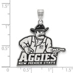 Sterling Silver Rhodium-plated LogoArt New Mexico State University Aggies Extra Large Enameled Pendant