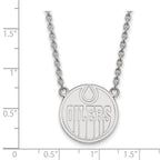 10k White Gold NHL LogoArt Edmonton Oilers Large Pendant 18 inch Necklace