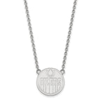 14k White Gold NHL LogoArt Edmonton Oilers Large Pendant 18 inch Necklace