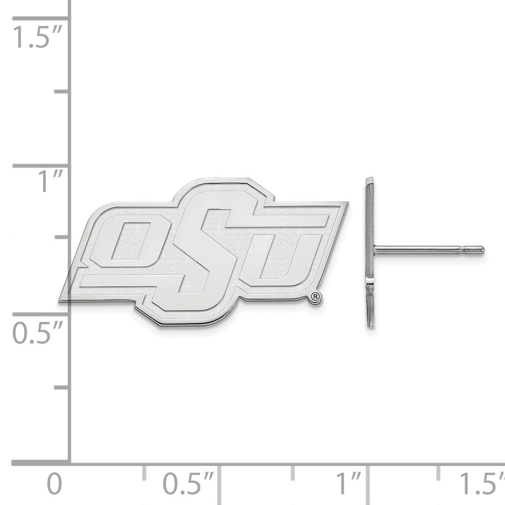 Sterling Silver Rhodium-plated LogoArt Oklahoma State University O-S-U Small Post Earrings