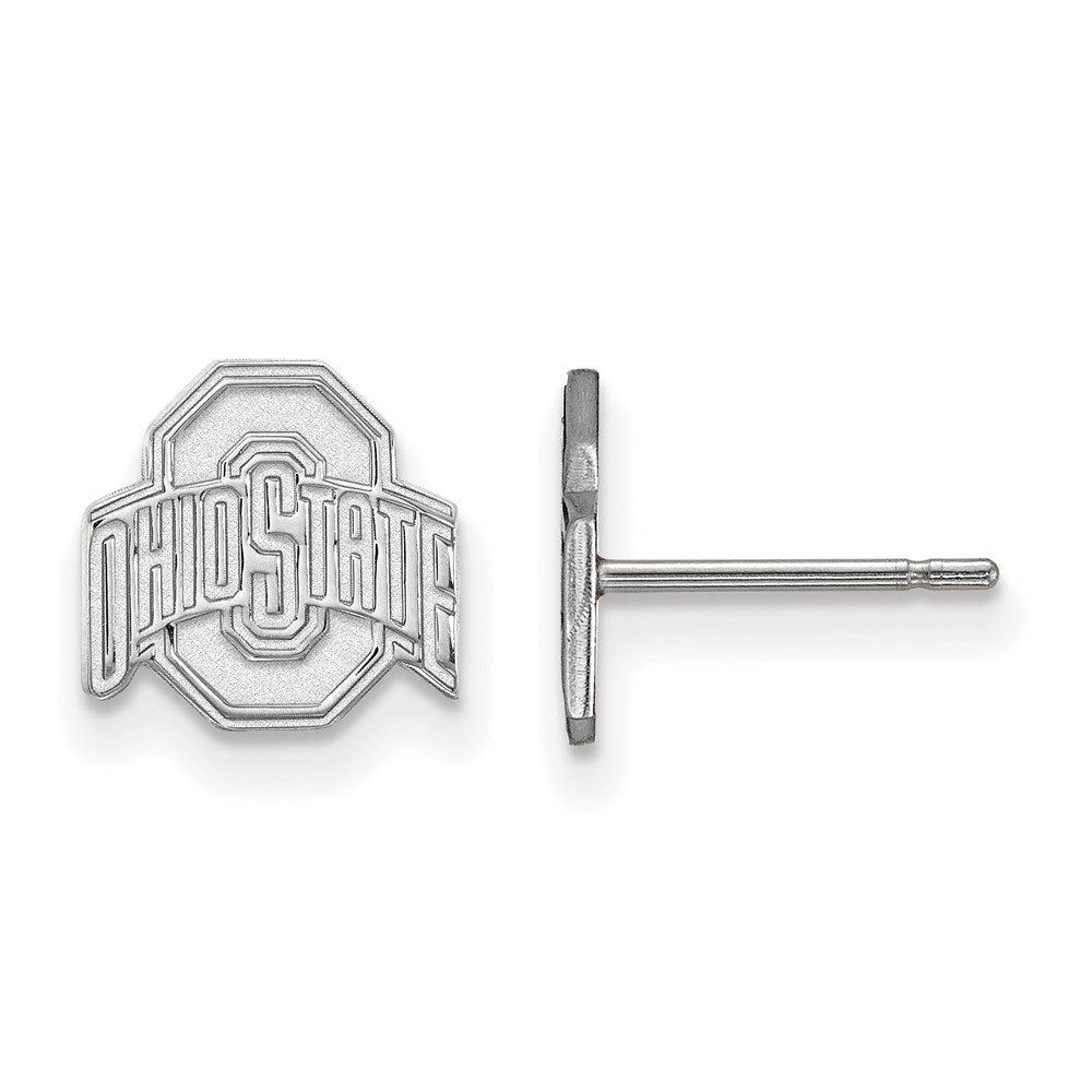 Sterling Silver Rhodium-plated LogoArt The Ohio State University Extra Small Post Earrings