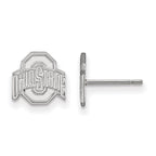 10k White Gold LogoArt The Ohio State University Extra Small Post Earrings