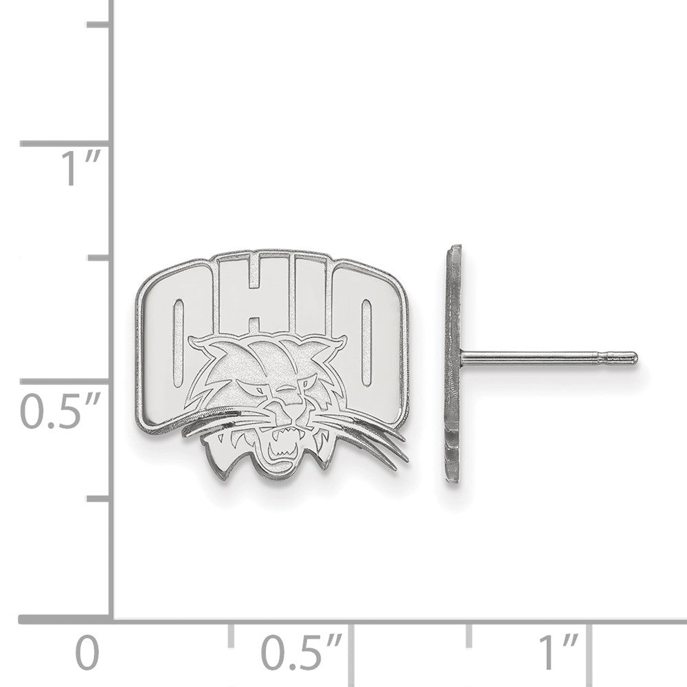 14k White Gold LogoArt Ohio University Small Post Earrings