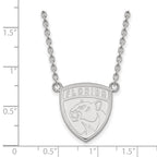 14k White Gold NHL LogoArt Florida Panthers Large Pendant 18 inch Necklace