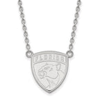 10k White Gold NHL LogoArt Florida Panthers Large Pendant 18 inch Necklace
