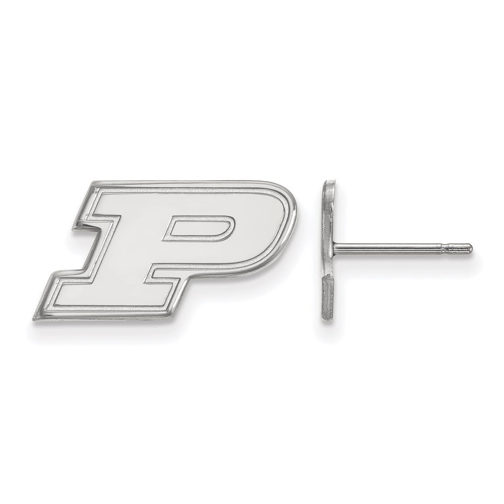 Sterling Silver Rhodium-plated LogoArt Purdue University Letter P Extra Small Post Earrings