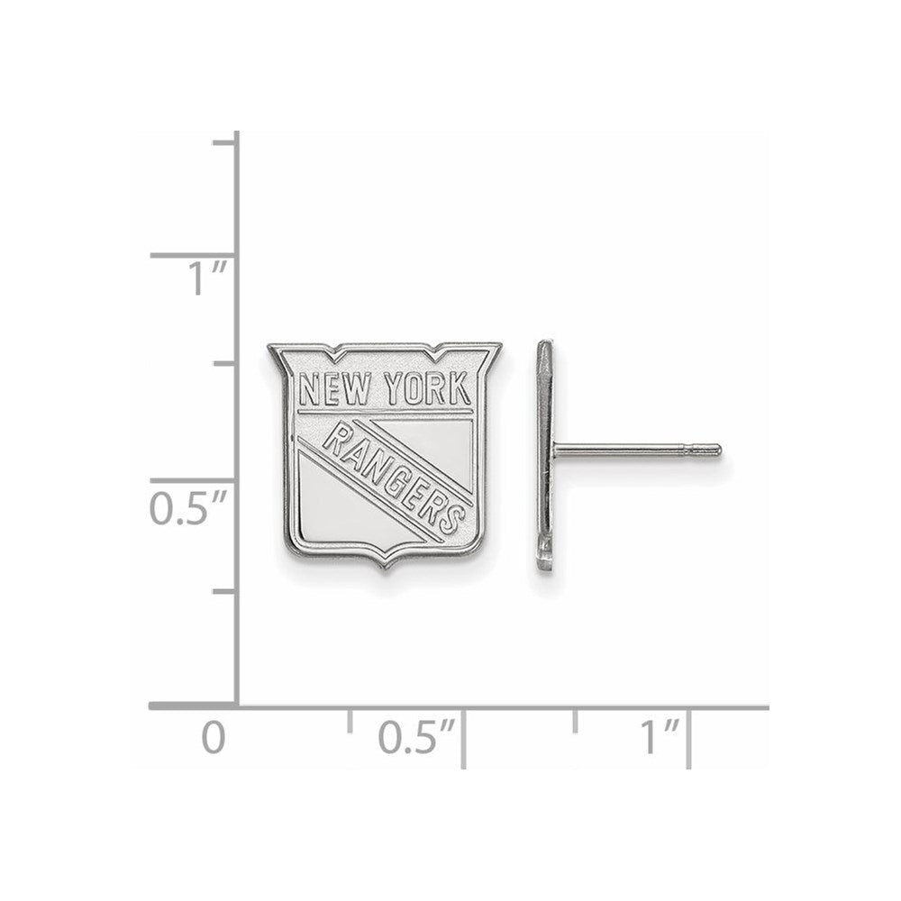 10k White Gold NHL LogoArt New York Rangers Small Post Earrings