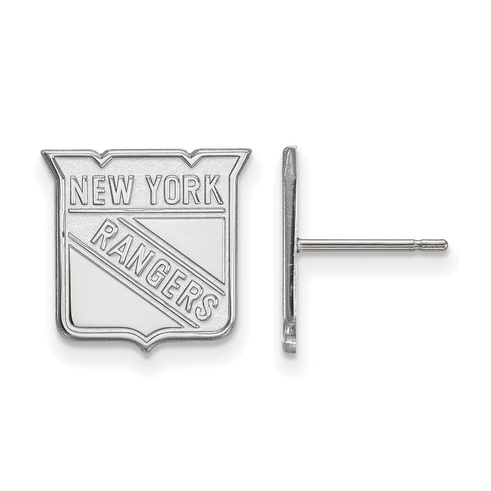 14k White Gold NHL LogoArt New York Rangers Small Post Earrings