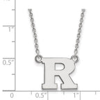 Sterling Silver Rhodium-plated LogoArt Rutgers University Letter R Small Pendant 18 inch Necklace