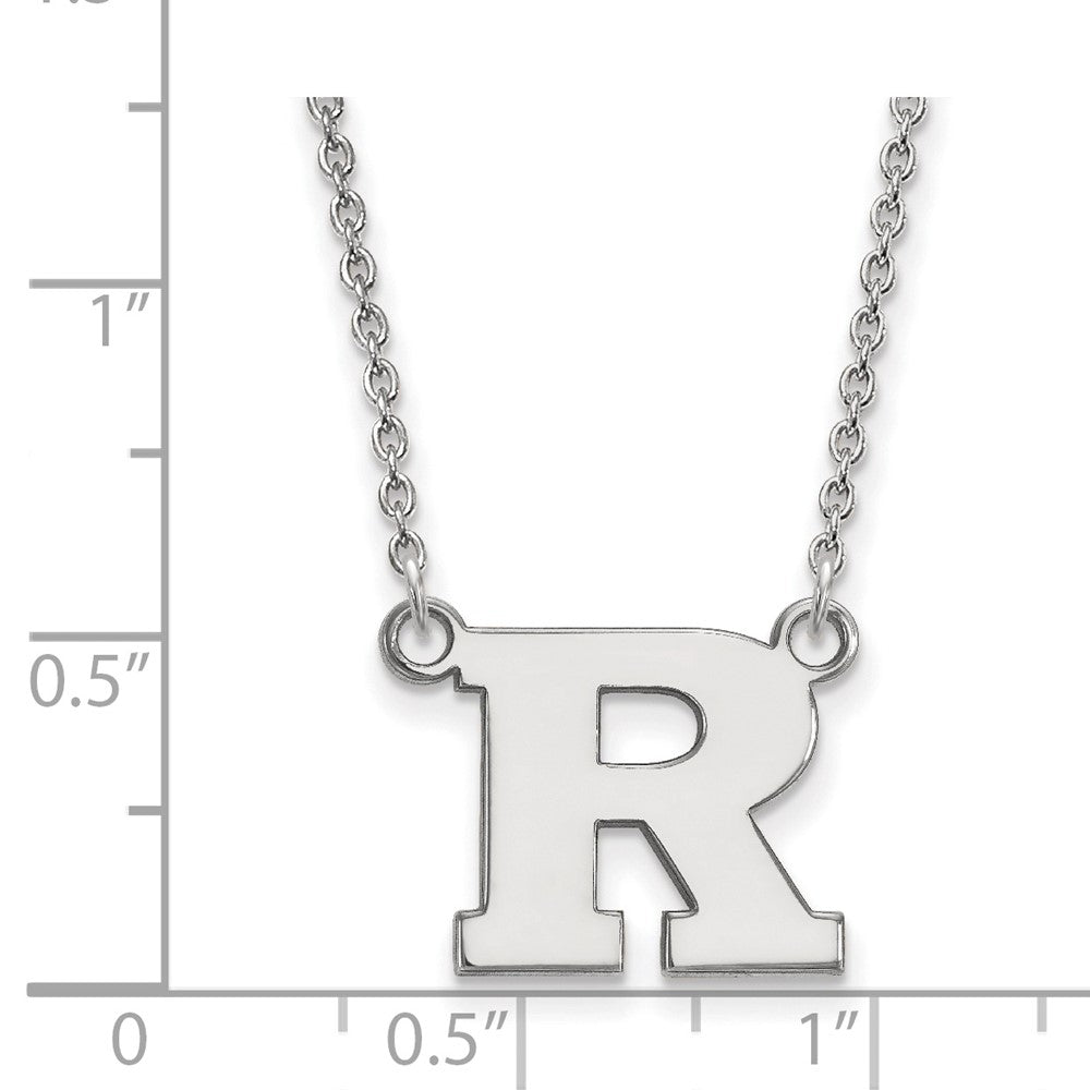 14k White Gold LogoArt Rutgers University Letter R Small Pendant 18 inch Necklace
