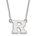 Sterling Silver Rhodium-plated LogoArt Rutgers University Letter R Small Pendant 18 inch Necklace
