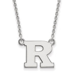 Sterling Silver Rhodium-plated LogoArt Rutgers University Letter R Small Pendant 18 inch Necklace