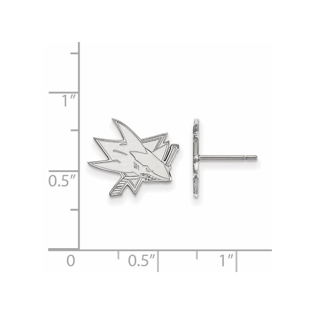 14k White Gold NHL LogoArt San Jose Sharks Small Post Earrings