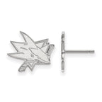 Sterling Silver Rhodium-plated NHL LogoArt San Jose Sharks Small Post Earrings