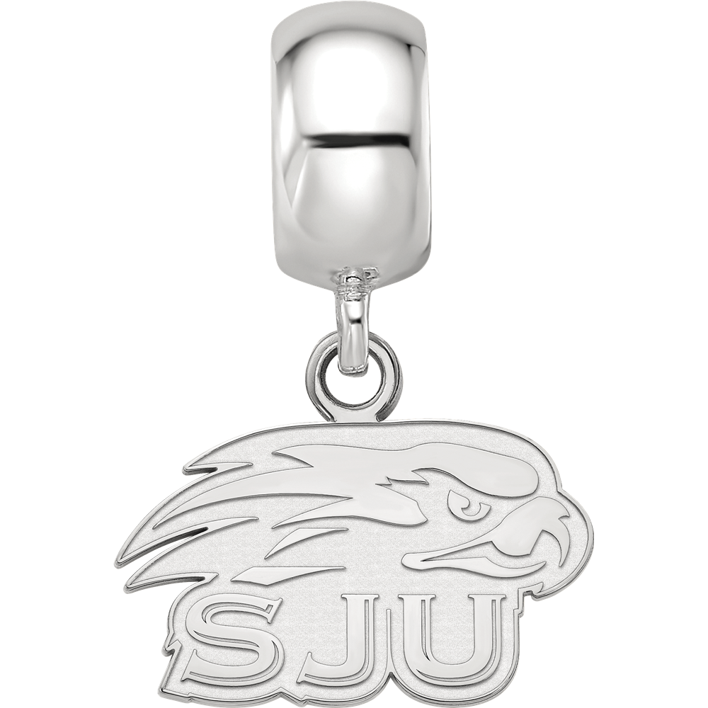 Sterling Silver Rhodium-plated LogoArt Saint Joseph's University Hawks Extra Small Dangle Bead Charm