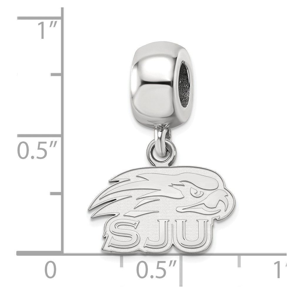 Sterling Silver Rhodium-plated LogoArt Saint Joseph's University Hawks Extra Small Dangle Bead Charm