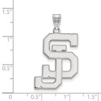 Sterling Silver Rhodium-plated LogoArt San Jose State University S-J Extra Large Pendant
